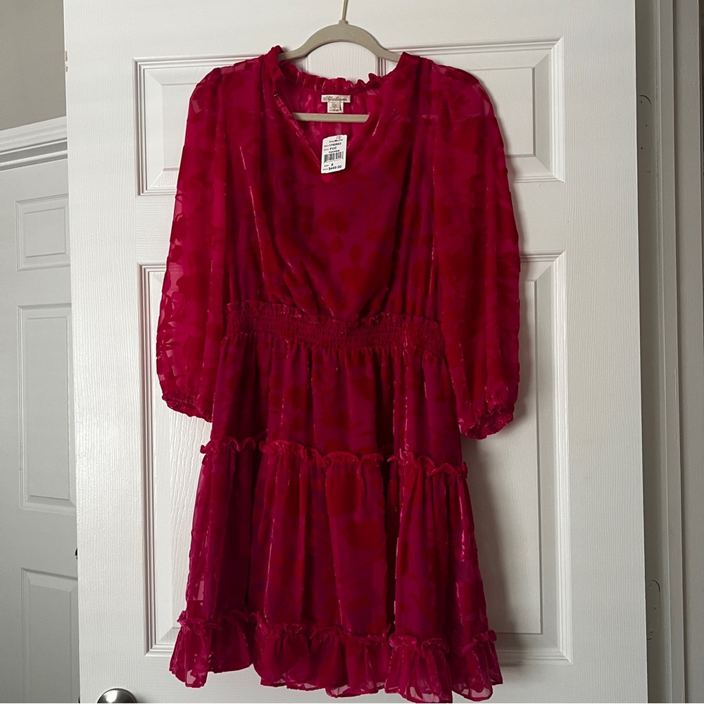 Shoshanna Arlene Tiered Velvet Burnout Mini Dress - Picture 10 of 12